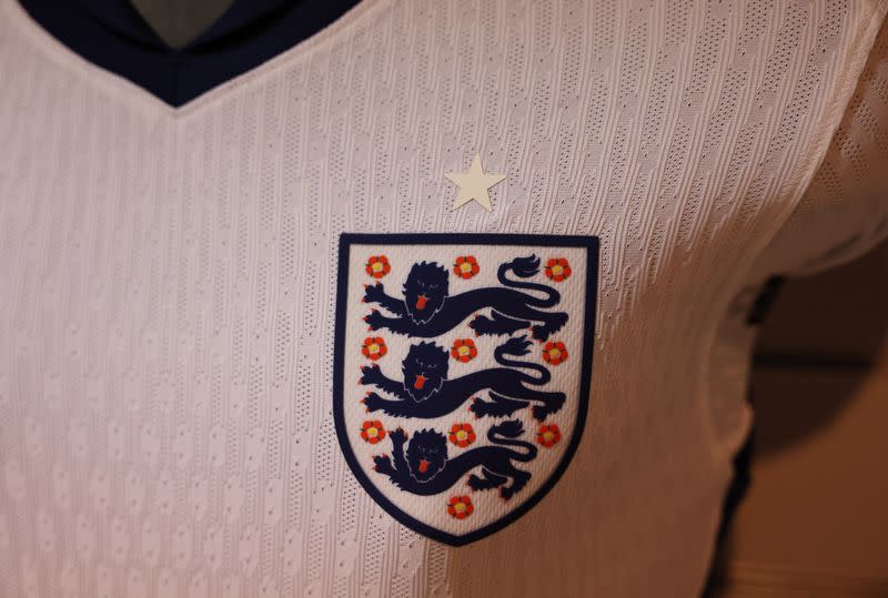 New England football kit on display in the Wembley Stadium store