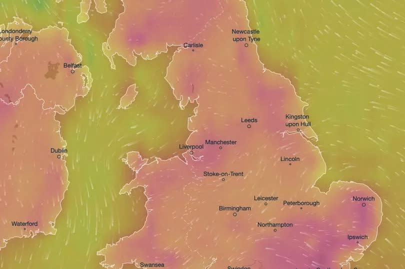 Weather map for June 27 showing hottest areas