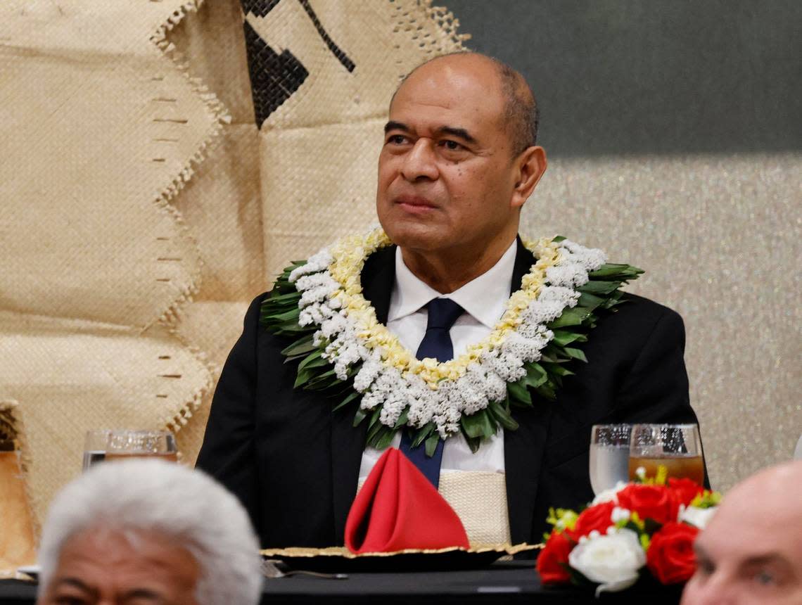 Permanent ambassador to the United Nations for the Kingdom of Tonga Viliami Va’inga Tone listens to a speaker during a reception in Euless Monday.