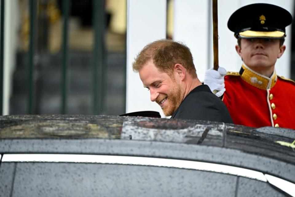 london, england may 06 britains prince harry, duke of sussex leaves westminster abbey following the coronation ceremony of king charles iii and queen camilla on may 6, 2023 in london, england the coronation of charles iii and his wife, camilla, as king and queen of the united kingdom of great britain and northern ireland, and the other commonwealth realms takes place at westminster abbey today charles acceded to the throne on 8 september 2022, upon the death of his mother, elizabeth ii photo by toby melville wpa poolgetty images