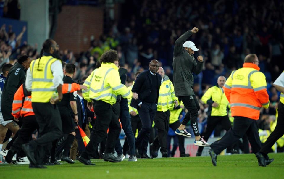 Crystal Palace manager Patrick Vieira reacts after full-time at Goodison Park (Peter Byrne/PA) (PA Wire)
