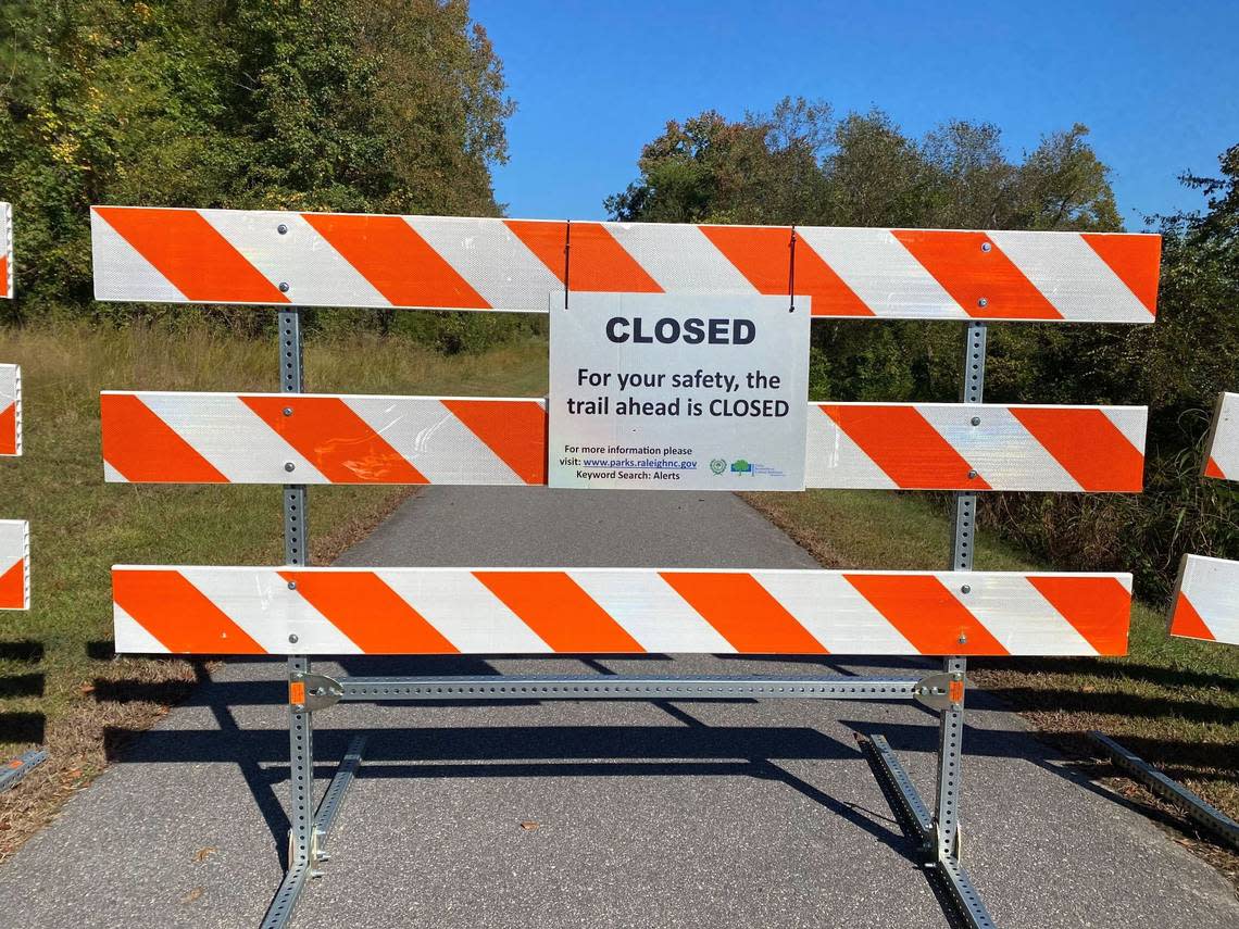 The Neuse River Greenway Trail is closed between Buffaloe Road and Anderson Point Park until further notice to support the ongoing investigation, according to the City of Raleigh Parks, Recreation and Cultural Resources office.