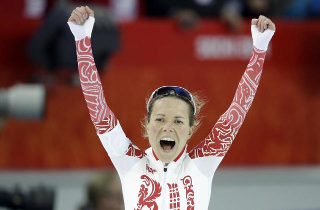 People - Oops - Olga Graf celebrated her bronze medal win at the