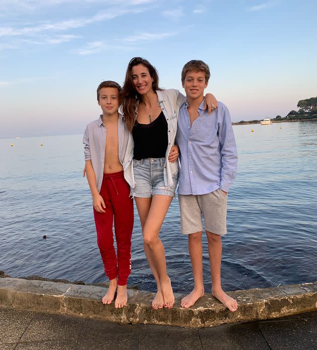 Chloe Macintosh with her sons, 