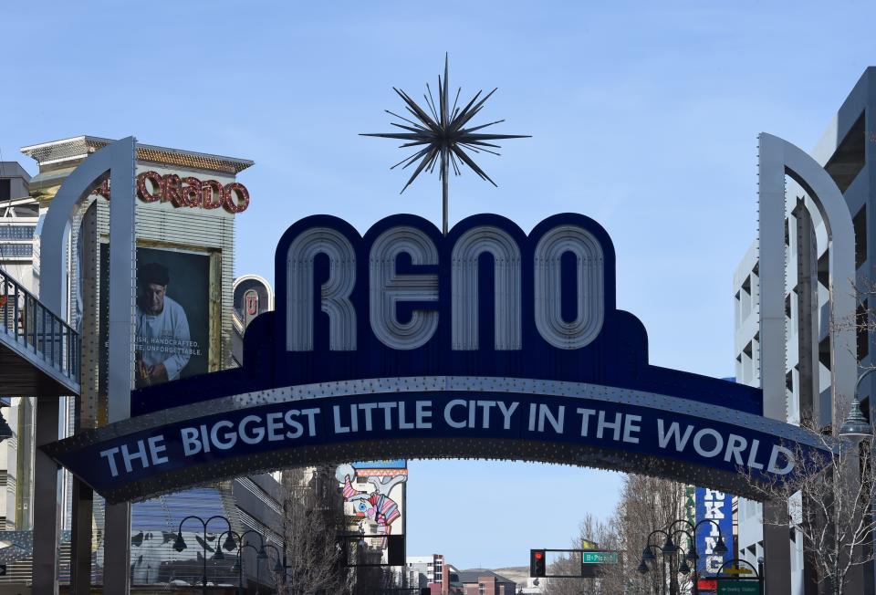 The Reno Arch welcomes people to downtown.