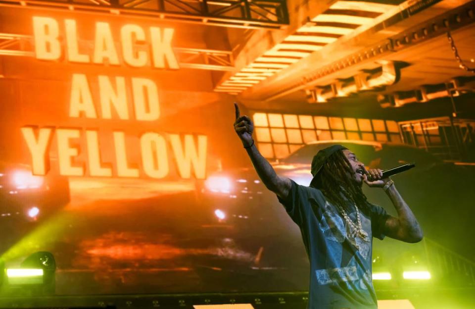 Wiz Khalifa performs “Black and Yellow” at Snoop Dogg’s High School Reunion Tour on Friday, Aug. 25, 2023, at Golden 1 Center in Sacramento. Also performing before Snoop Dogg were Too $hort, Warren G, Berner and DJ Drama.