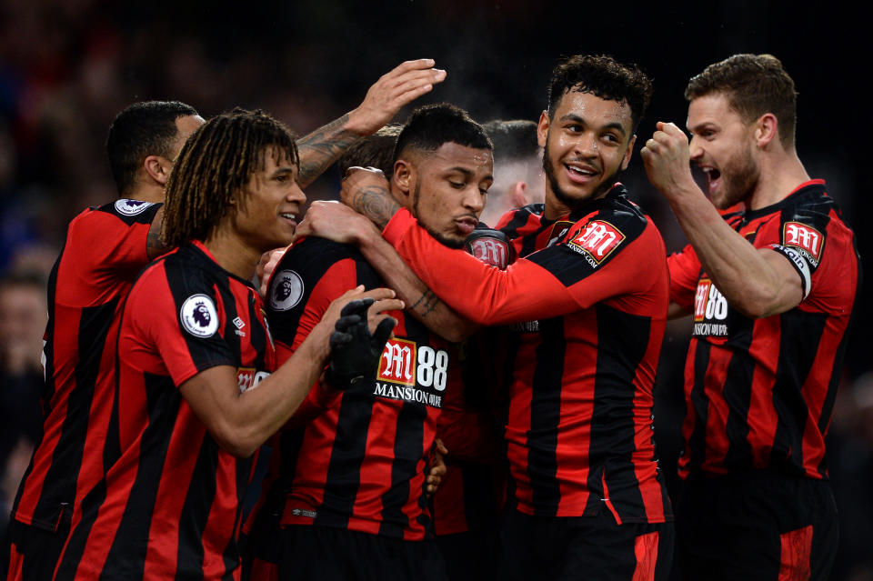 Lys Mousset was mobbed by the team after his goal – they were clearly delighted for him.