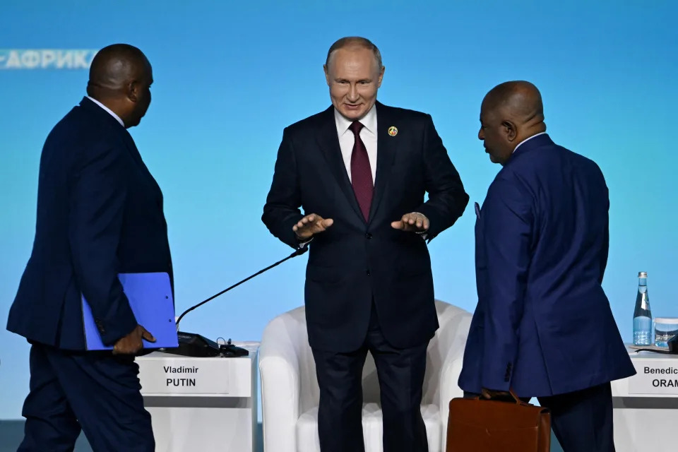 Russian President Vladimir Putin speaks at a session of the Russia-Africa Summit in St. Petersburg, Russia, July 27, 2023. / Credit: Sputnik/Pavel Bednyakov/Pool/REUTERS