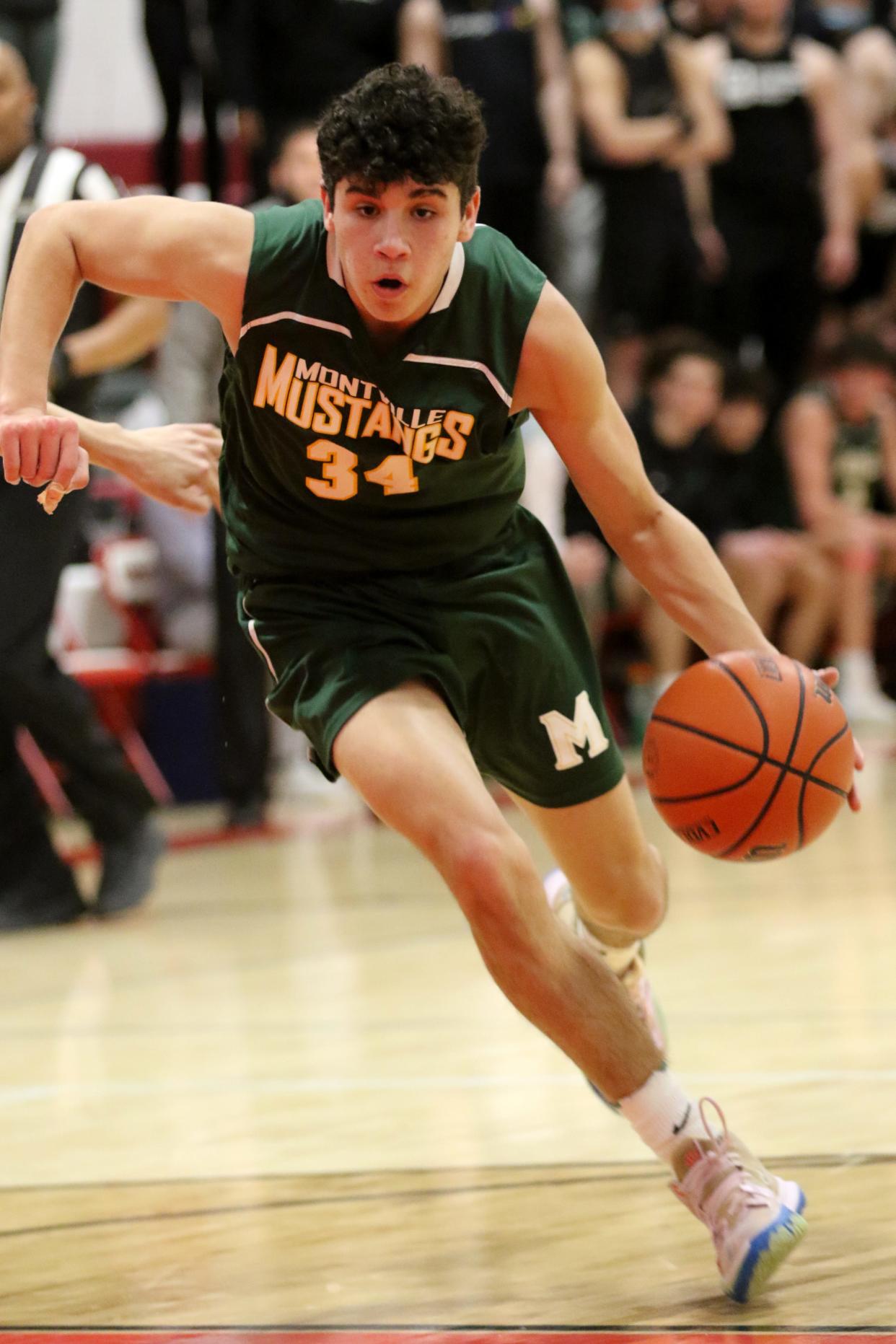 Matt Gagliardo, of Montville, is shown with the ball,Tuesday, March 1, 2022.