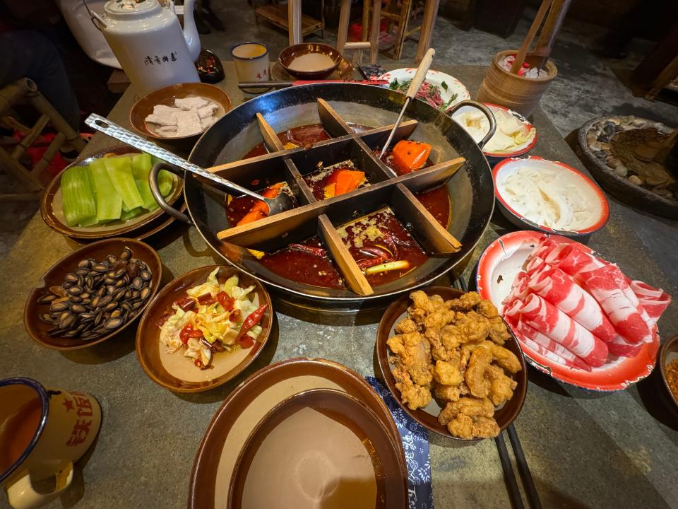 Hot pot is the perfect winter meal. At Chong Qing Lao Zao, the place seems about hundreds of years old.