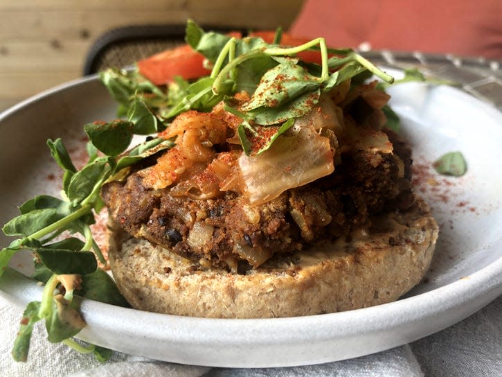 A Black Bean burger from “The Fiber Effect” by Nichole Dandrea-Russert