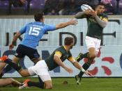 Rugby Union - Rugby Test - Italy v South Africa - Artemio Franchi stadium, Florence, Italy - 19/11/16. Italy's Edoardo Padovani in action against South Africa's Bryan Habana. REUTERS/Alessandro Bianchi