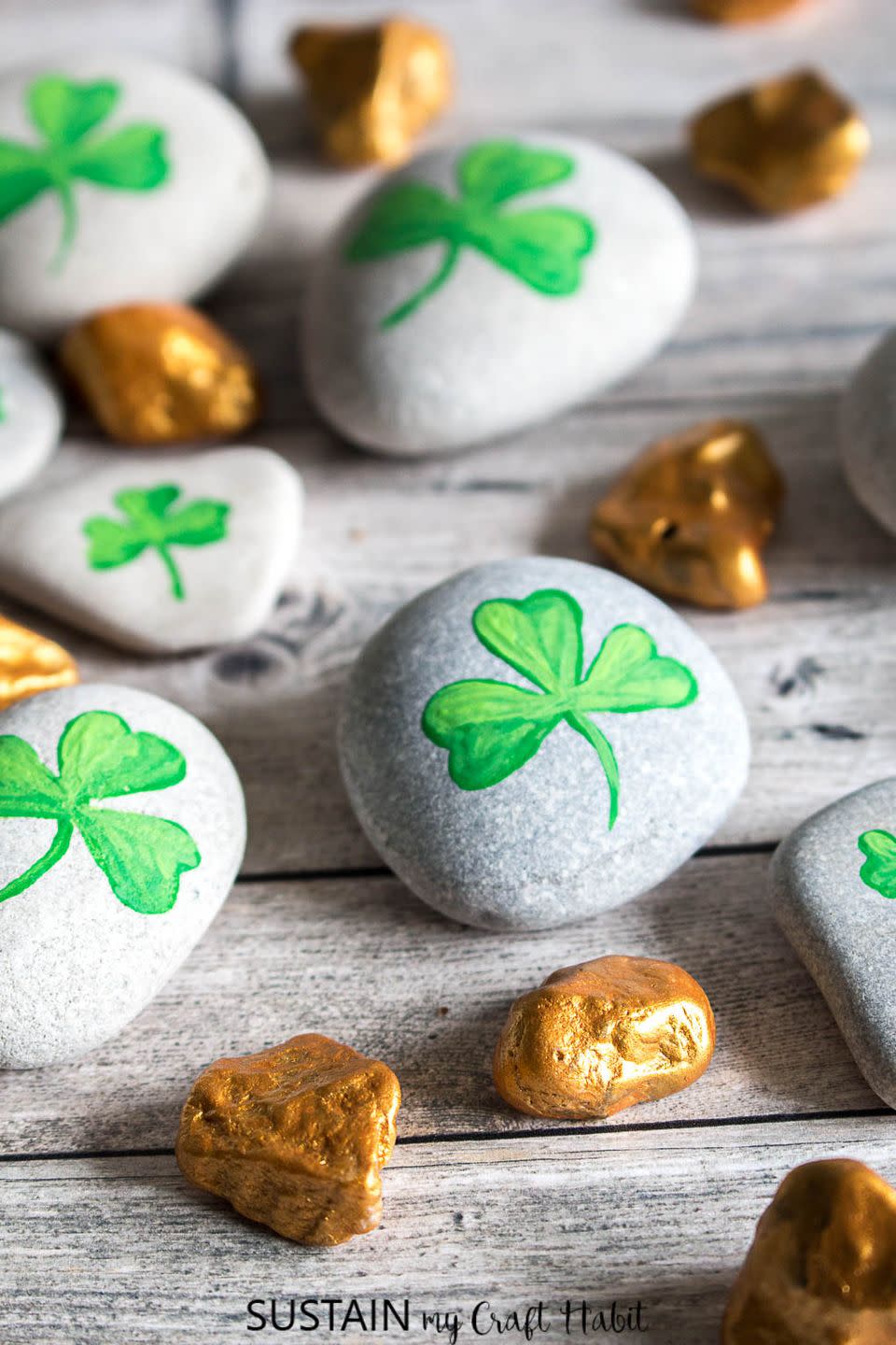 DIY Shamrocks and Gold Nuggets Rocks