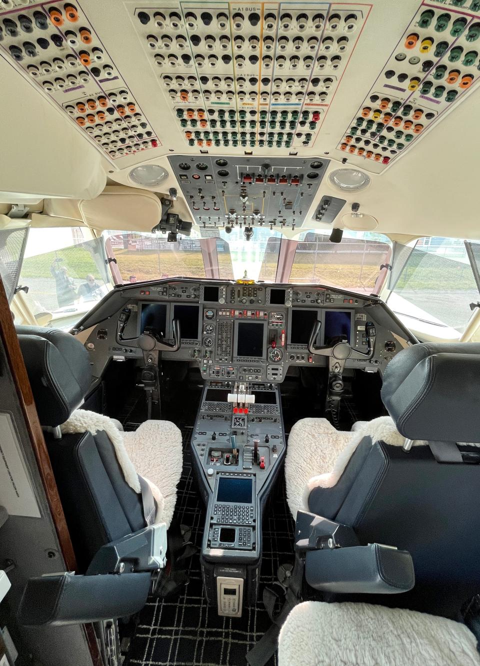 Dassault Falcon Jet officials offered tours of a 1998 Falcon 900EX business jet to attendees of Wednesday's groundbreaking ceremony at Melbourne Orlando International Airport.
