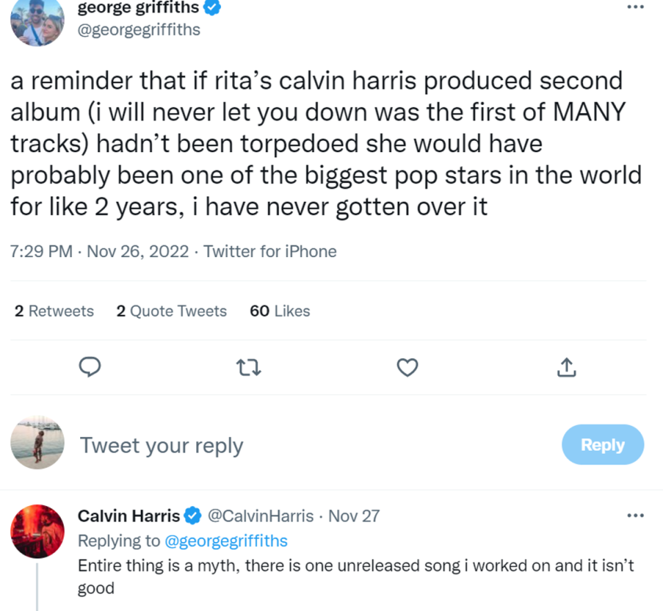 Calvin Harris denies scrapping Rita Ora album (Twitter)