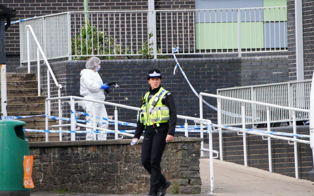 Police officers at the school