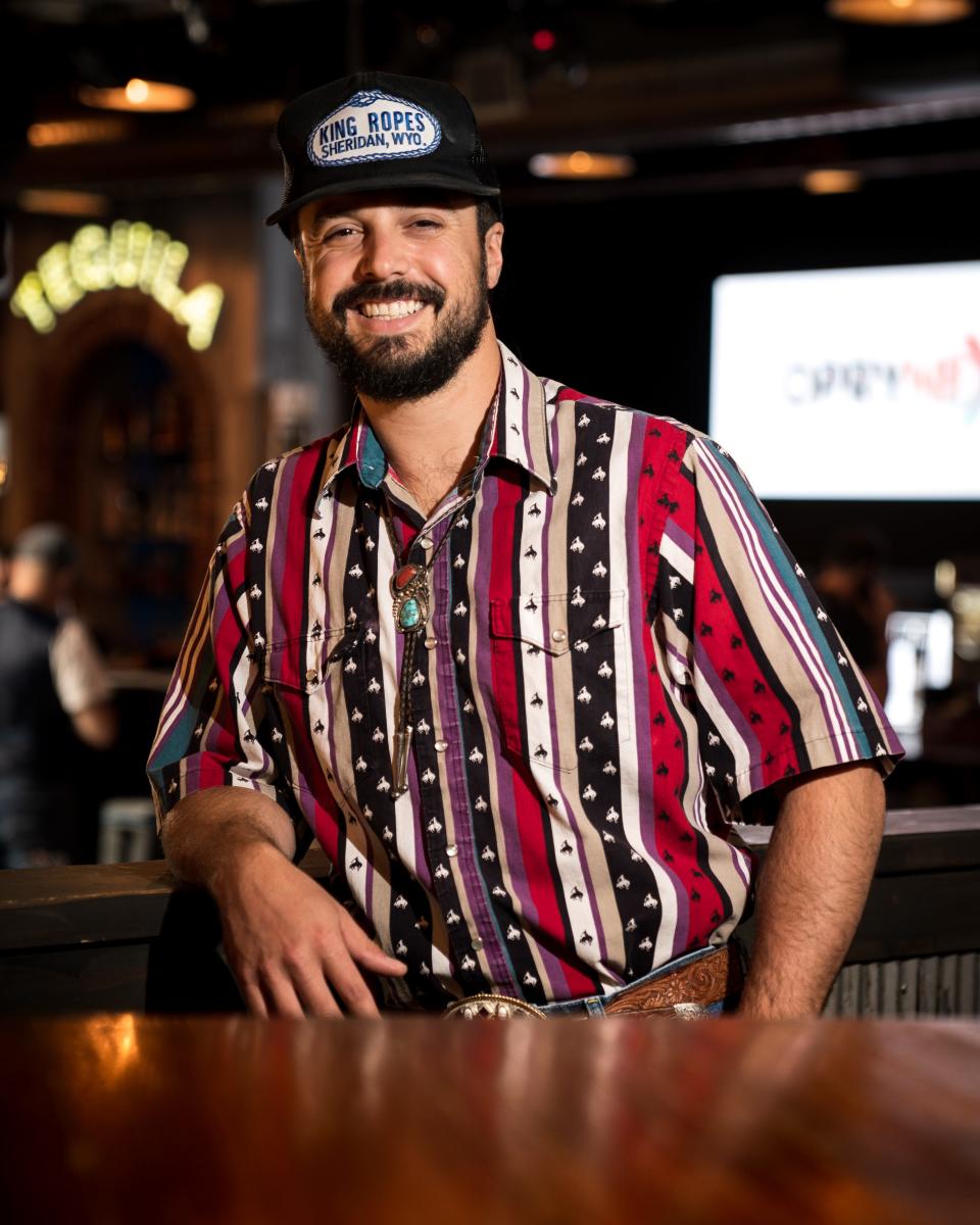 Ian Munsick poses for a portrait during an Opry NextStage Live event at Lava Cantina in The Colony, Texas, Wednesday, May 10, 2023.