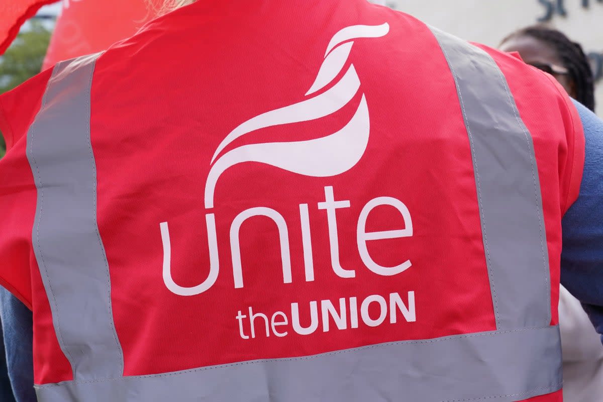  More than 100 Unite members will be taking industrial action from Monday April 29 until Thursday May 2 (PA Wire)