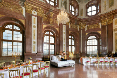 Emma Transforms Marble Hall in Belvedere Palace Into Vienna’s Most Beautiful Bedroom