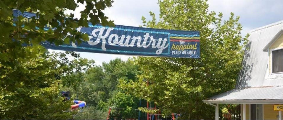 A banner at Kanakuk's K-Kountry camp, where Pete Newman before confessing to abusing campers, taken in the early 2000s.