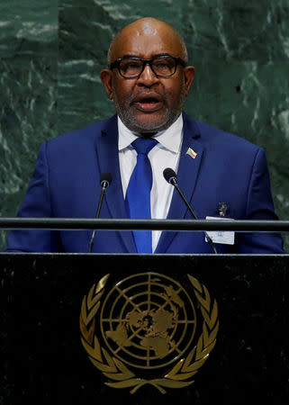 FILE PHOTO: Comoros President Azali Assoumani addresses the 73rd session of the United Nations General Assembly at U.N. headquarters in New York, U.S., September 27, 2018. REUTERS/Eduardo Munoz/File Photo