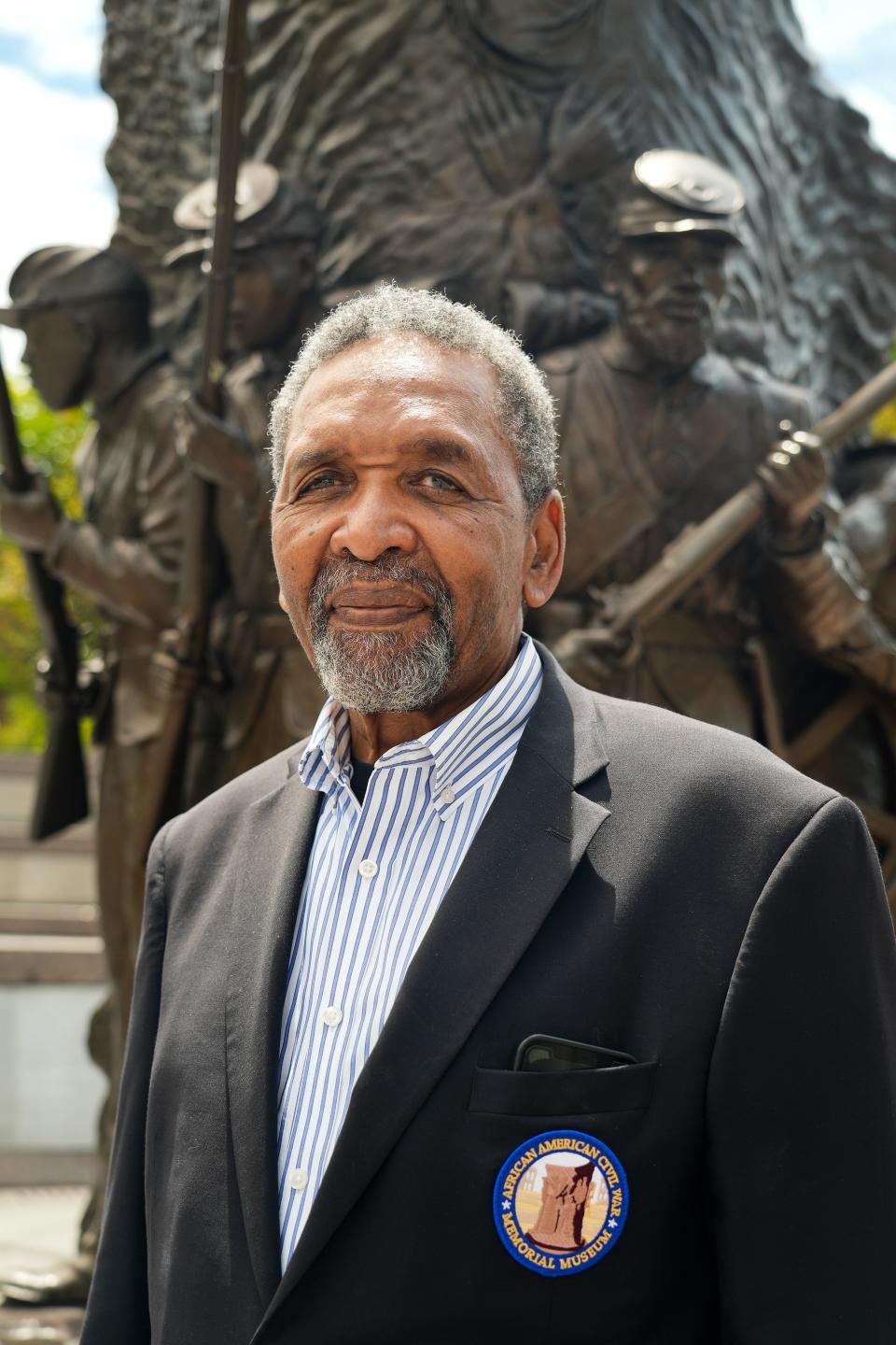 Frank Smith, executive director of the African American Civil War Museum in Washington, D.C., stands on May 11 in front of a memorial dedicated to Black soldiers who served in the Union Army during the Civil War. The museum will host a Juneteenth event at the memorial site.