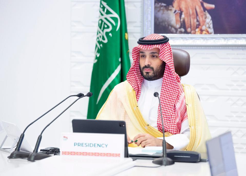 <p>Saudi Arabia’s Crown Prince Mohammed bin Salman chaired the final session of the second day of the G20 Riyadh Summit</p> (EPA)