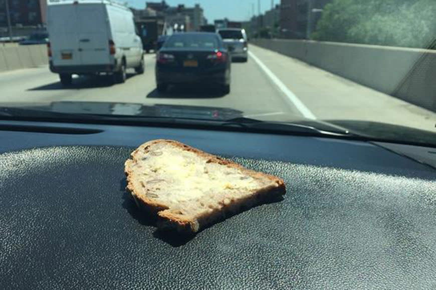 "Cool way to make toast," the "Girls" star posted. Eh, we beg to differ.