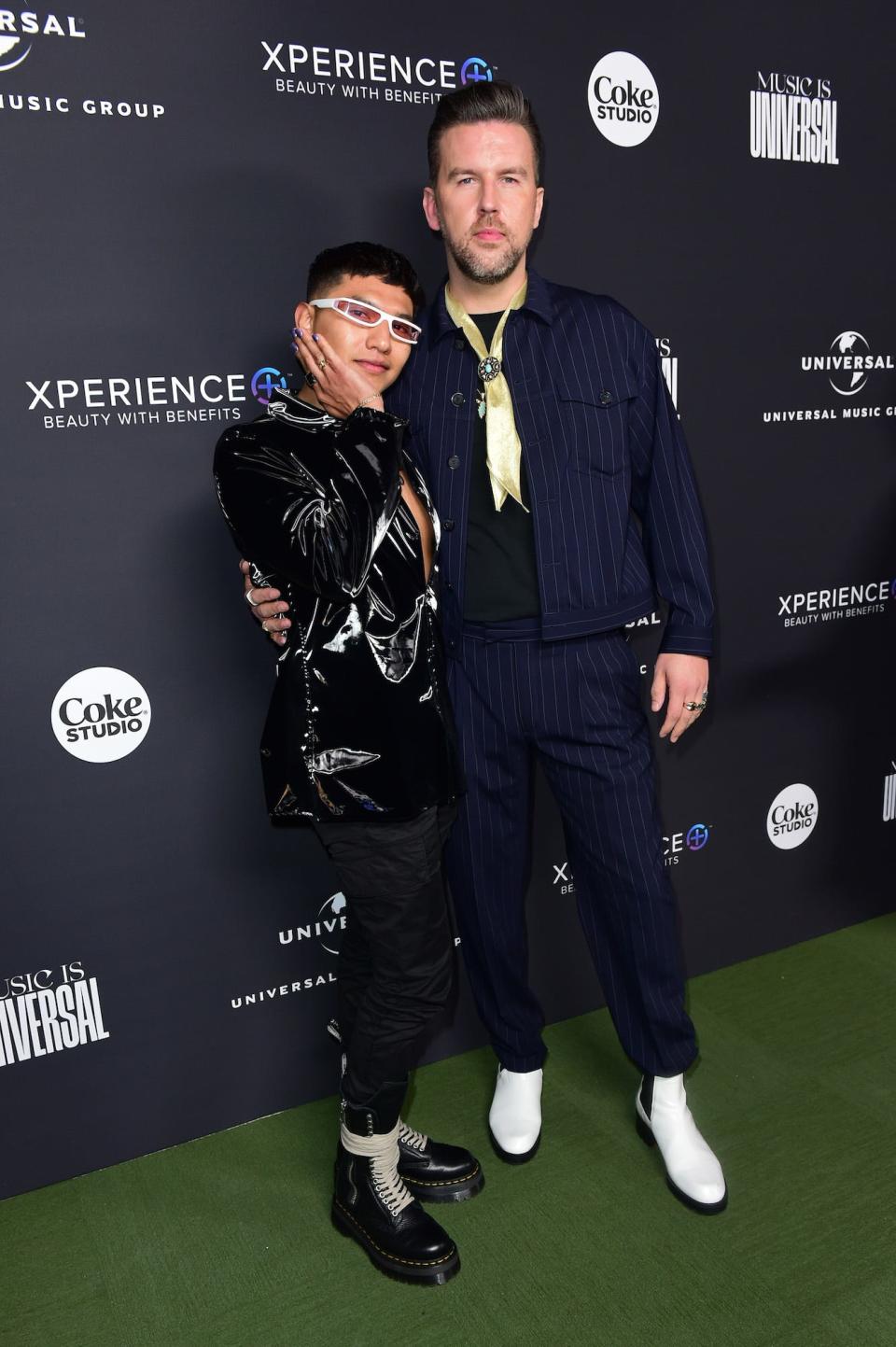 Abi Ventura and T.J. Osborne at the Universal Music Group Grammy after party on February 5, 2023.