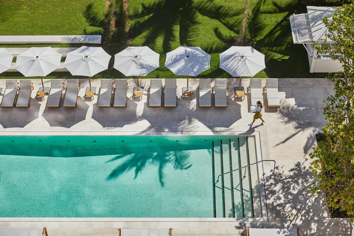 Aerial view of the pool at the Four Seasons Hotel at The Surf Club