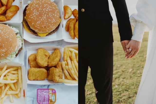Novios son criticados por dar hamburguesas en su boda 
