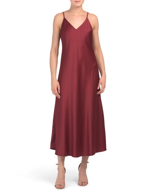 Vanessa Collezione Made In Italy Satin Midi Slip Dress