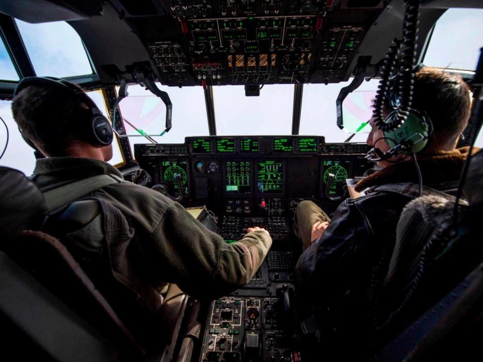 Pilots from the US Marines fly a C-130 transport aircraft during the Nato exericse – the largest of its kind in Norway since the 1980s (Getty Images)