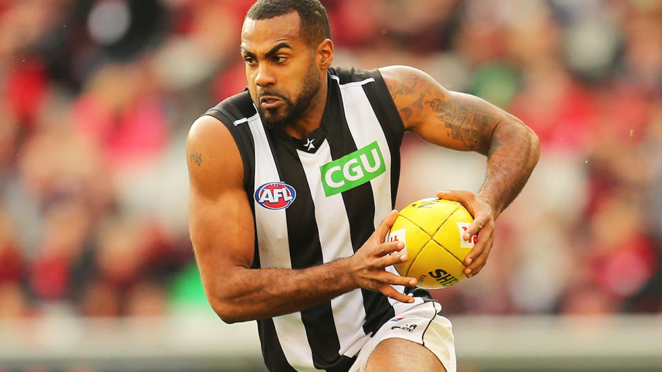 Heritier Lumumba, pictured here in action for Collingwood in 2014.