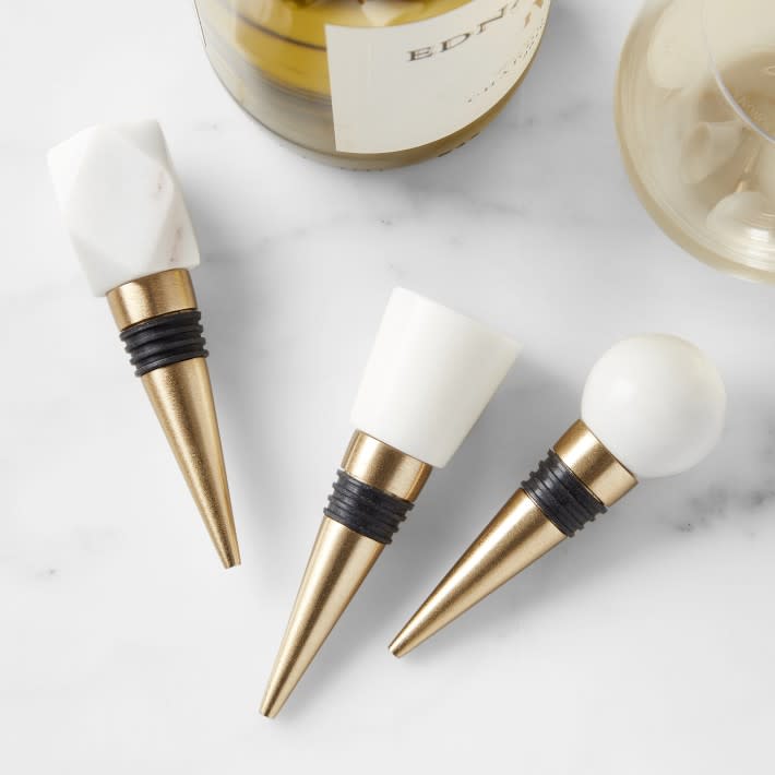 <p><a href="https://go.redirectingat.com?id=74968X1596630&url=https%3A%2F%2Fwww.williams-sonoma.com%2Fproducts%2Fwilliams-sonoma-marble-wine-stoppers&sref=https%3A%2F%2Fwww.cosmopolitan.com%2Fstyle-beauty%2Ffashion%2Fg37233214%2Fgift-ideas-for-thanksgiving%2F" rel="nofollow noopener" target="_blank" data-ylk="slk:Shop Now;elm:context_link;itc:0;sec:content-canvas" class="link ">Shop Now</a></p><p>Marble Wine Stoppers, Set of 3</p><p>williams-sonoma.com</p><p>$39.95</p>