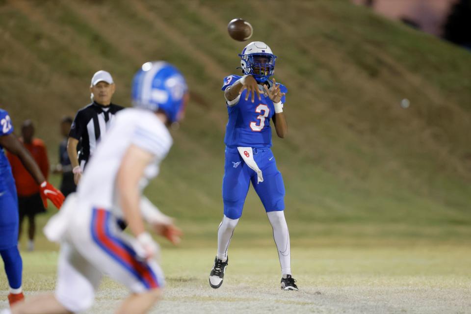 Millwood's CJ Turnbull during a high school football game between Millwood and OCS in Oklahoma City, Friday, Oct. 20, 2023.