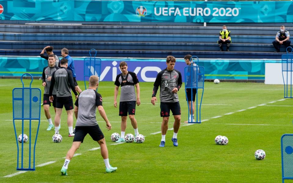 The Denmark squad back in training - AP