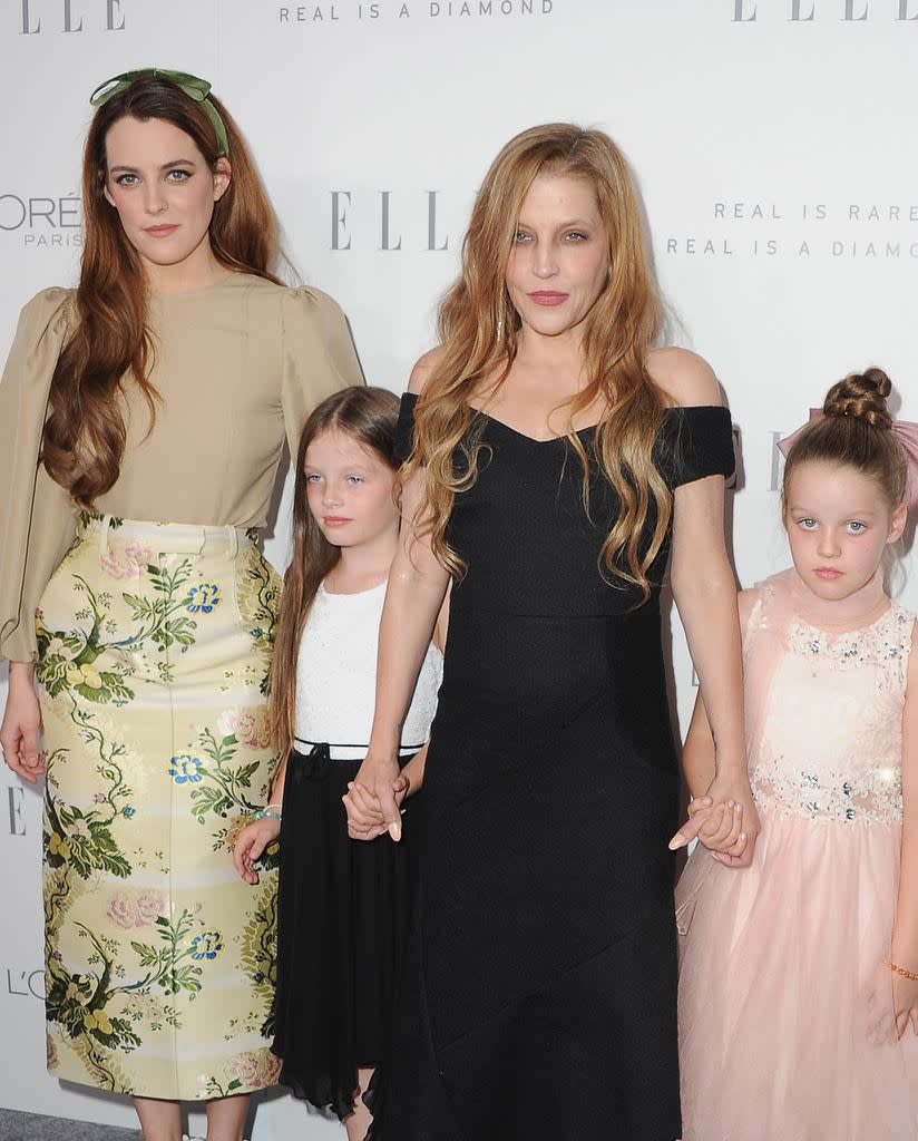 Riley Keough and Lisa Marie Presley arrive at ELLE's 24th Annual Women in Hollywood Celebration at Four Seasons Hotel Los Angeles at Beverly Hills on October 16, 2017 in Los Angeles, California