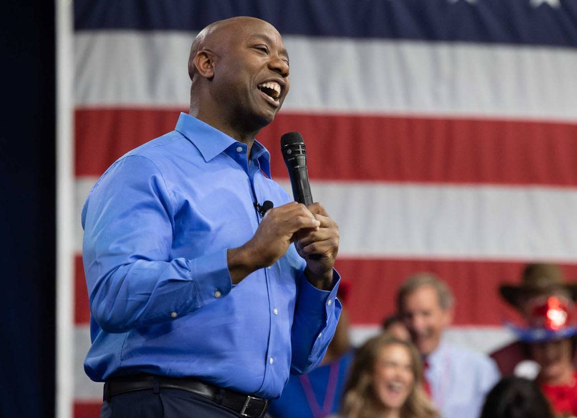 U.S. Sen. Tim Scott launches his 2024 presidential campaign at Charleston Southern University on Monday May 22, 2023.