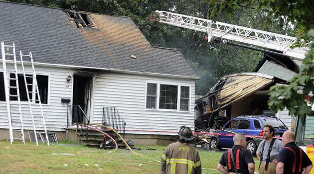 Emergency crews on the scene. Photo: AP