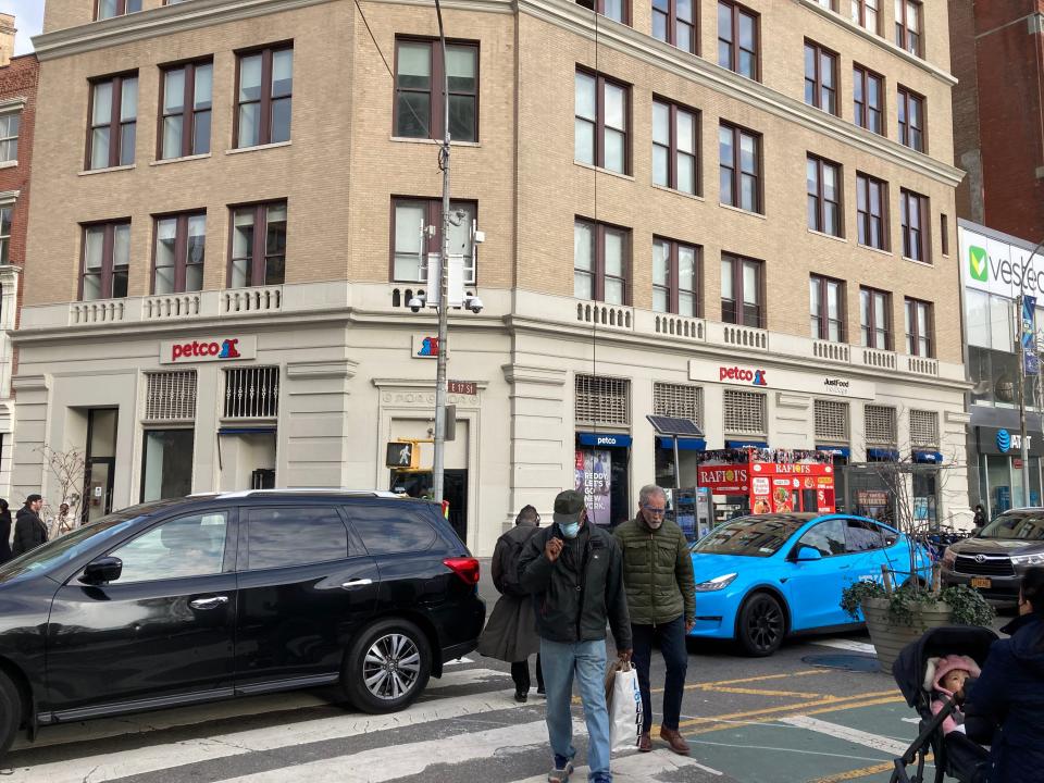 The exterior of a Petco store in New York City.