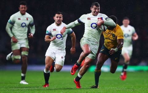 Jonny May powers towards the line - Credit: Getty