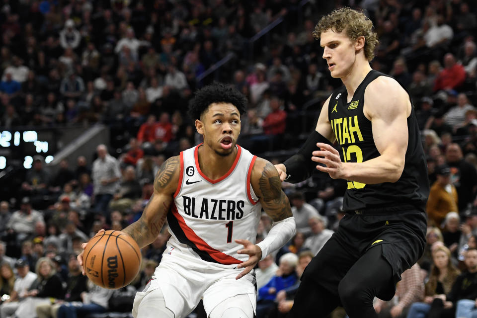 荒者Anfernee Simons 攻下生涯新高的45分，而隊友Jerami Grant也有33分的表現。(Photo by Alex Goodlett/Getty Images)