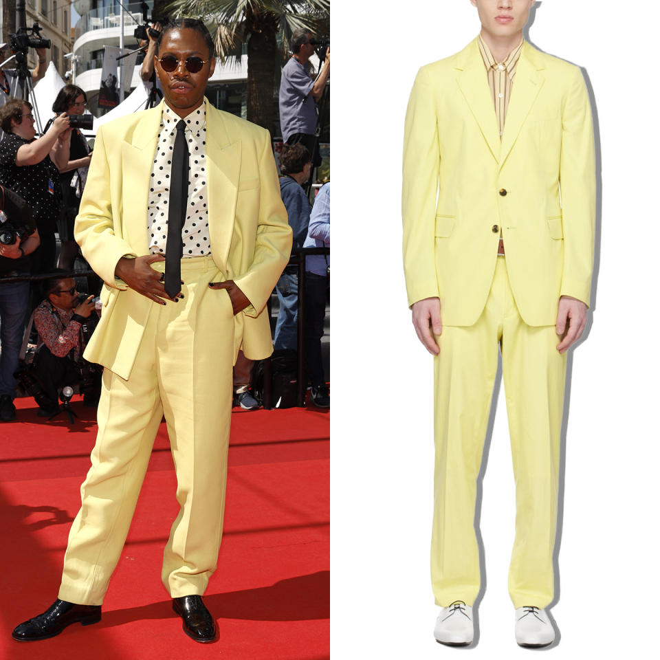 Jeremy O. Harris next to the suit that looks similar to the one he was wearing at Cannes Film Festival