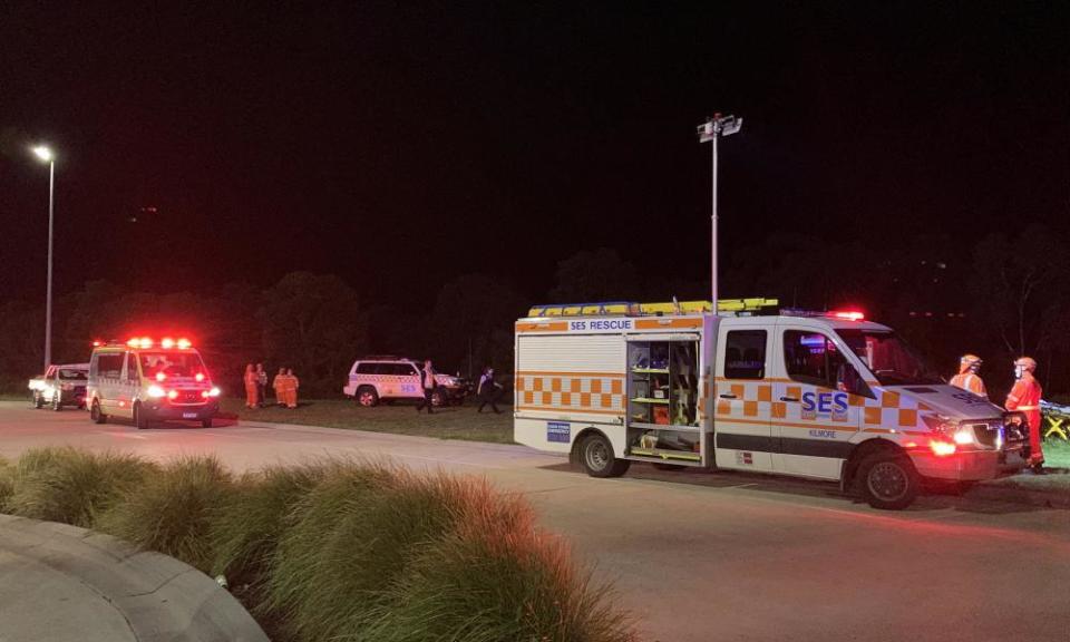 Emergency responders at the scene of the train derailment near Wallan station.