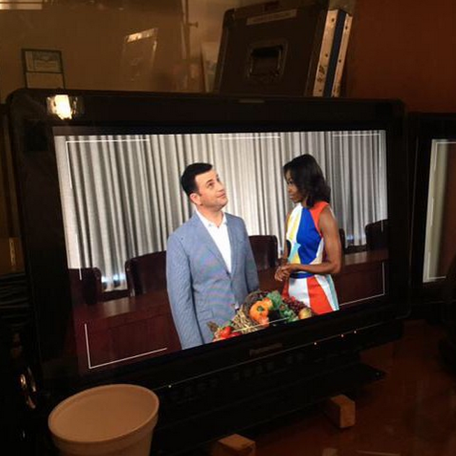 First Lady Michelle Obama and Jimmy Kimmel
