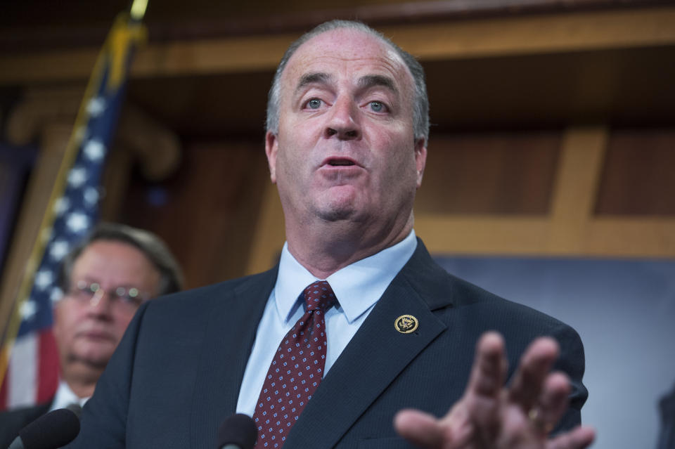 UNITED STATES - SEPTEMBER 27: Rep. Dan Kildee, D-Mich., speaks at a news conference in the Capitol to call for aid for the Flint water crisis be included in the government funding bill, September 27, 2016. Sen. Gary Peters, D-Mich., also appears. (Photo By Tom Williams/CQ Roll Call)