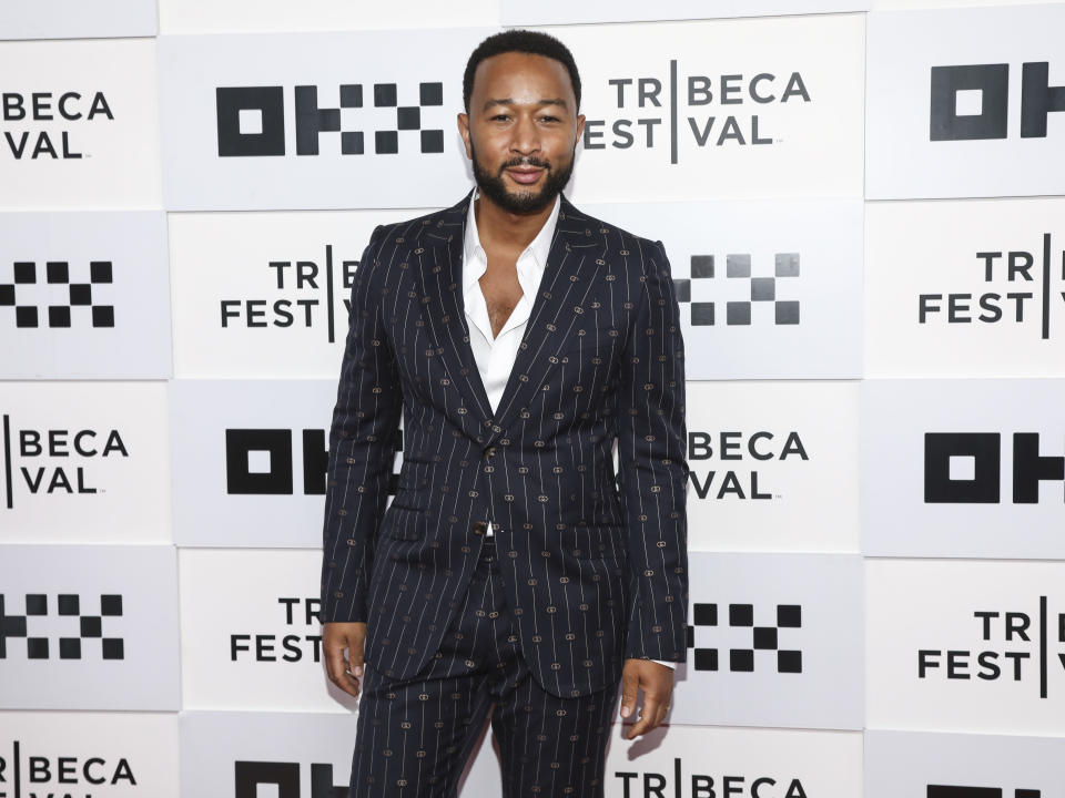 Recording artist John Legend attends the premiere for "Loudmouth" at the BMCC Tribeca Performing Arts Center during the 2022 Tribeca Festival on Saturday, June 18, 2022, in New York. (Photo by Andy Kropa/Invision/AP)