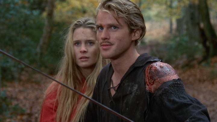 Wesley protecting Buttercup from an unseen attacker in The Princess Bride