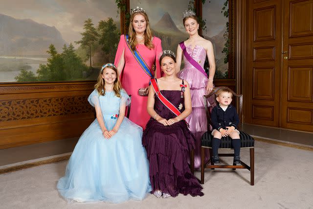 <p>LISE ASERUD/NTB/AFP via Getty </p> Princess Ingrid Alexandra with Princess Catharina-Amalia, Princess Eliabeth, Princess Estelle and Prince Charles